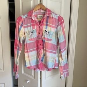 Abercrombie & Fitch Pink Plaid Shirt - Women - Size Medium